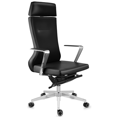 Fotel Biurowy Ergonomiczny GALVAN, Zjawiskowy Design i Jakość, Do Pracy 8h, Skórzany, Czarny