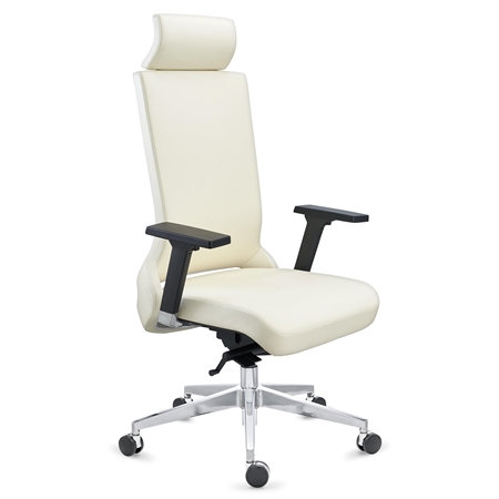 Fotel Biurowy RIVIERA, Unikalny Design, Wysoka Ergonomia, Doskonała Jakość, Skóra, Biały