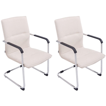 Zestaw 2 szt. Krzesła Konferencyjne GOLIAT TKANINA, Metalowy Stelaż, Gruba Tapicerka i Elegancki Design, kolor Kremowy