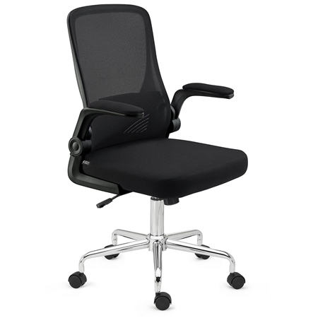 Krzesło Biurowe FOLD, Składane Oparcie i Podłokietniki, Wygodne i Praktyczne, Czarne