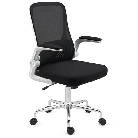 Krzesło Biurowe FOLD, Składane Oparcie i Podłokietniki, Wygodne i Praktyczne, Biało-czarne