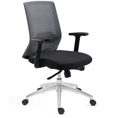Krzesło Biurowe MIAMI PRO, Mechanizm Synchro, Metalowa Podstawa, Podparcie Lędźwiowe, Szare