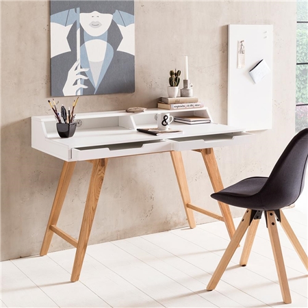 Biurko KATEN, 110x60x85 cm, Skandynawski Design, Drewniany Stelaż, kolor Biały
