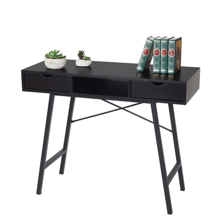 Biurko Komputerowe NILSA, 120x60x76 cm, Metalowy Stelaż i Blat kolor Czarny