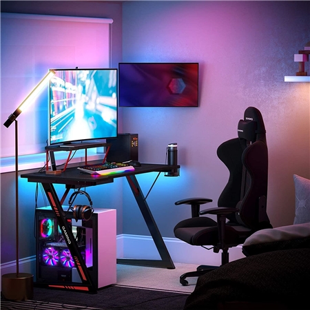 Biurko Gamingowe HYPER, 116x60x75 cm, z Półką na Monitor, kolor Czarny