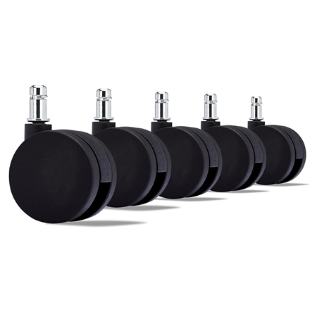 5 szt. Kółka do Krzesła Biurowego 11 x 60 mm, Elegancki Minimalistyczny Design, Wytrzymałe, Czarne