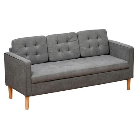 Sofa AMALFI, 3-osobowa, Nowoczesny Design, Schowek, Tkanina kolor Szary